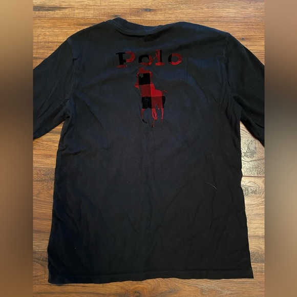Polo Ralph Lauren Big Pony Buffalo plaid kids 7 Black Red Long Sleeve Shirt - Picture 1 of 4